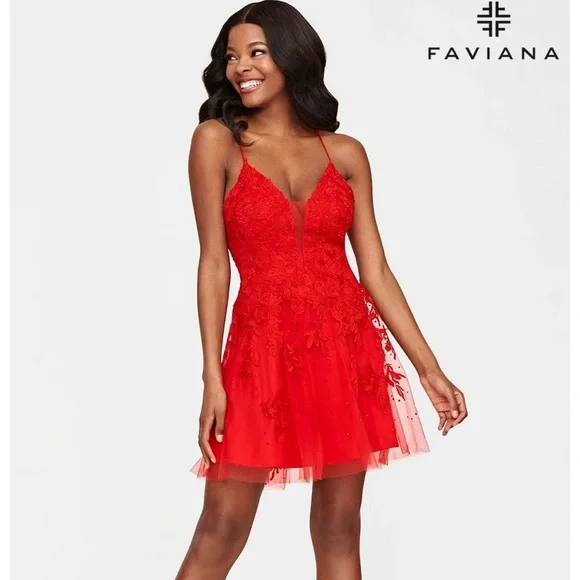 Faviana S10709 Prom Dress - Red | NewYorkDress